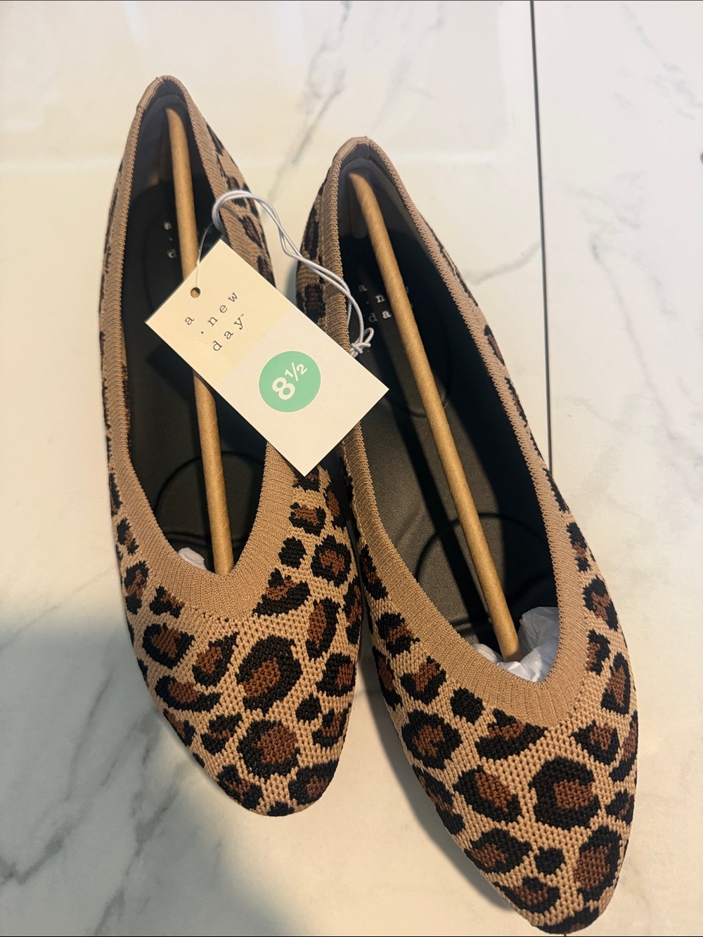 Leopard Knit Ballet Flats - Brown